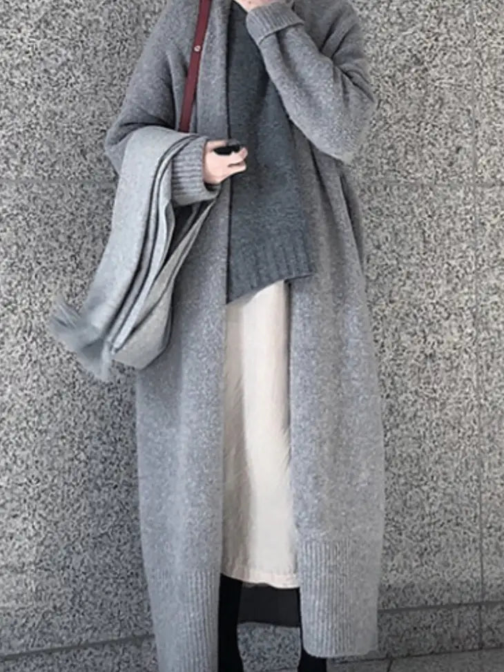 Casual Open Front Oversized Long Cardigan Sweater