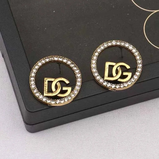 Gold Simplicity Letter Rhinestone Earrings