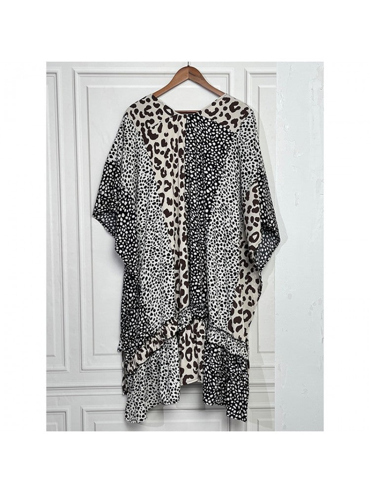 Leopard Print European Irregular Cardigan Top