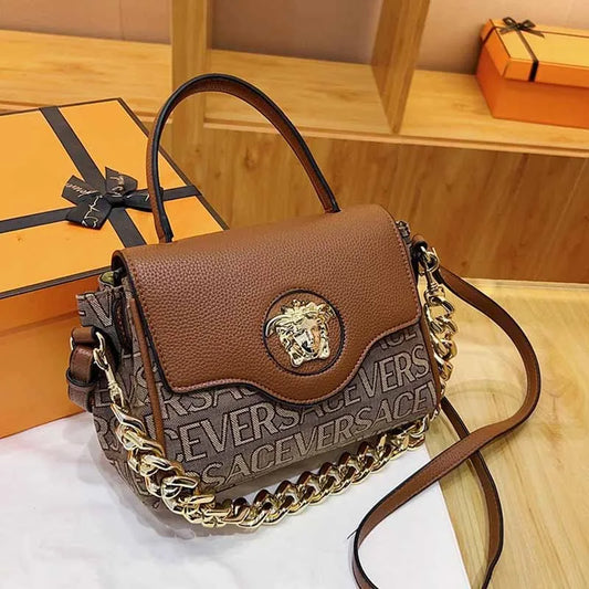 Brown Street Figure Letter Patchwork Chains Bags