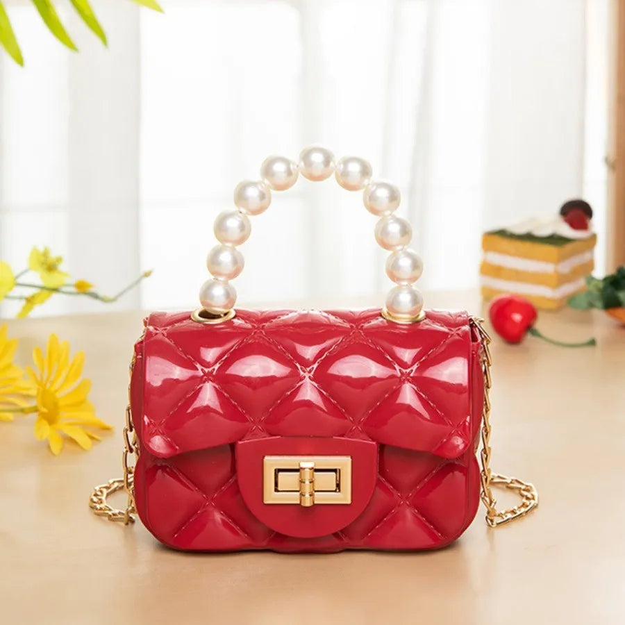 Red Fashion Patchwork Solid Chain Strap Crossbody Bag