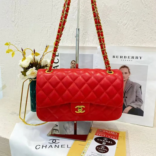 Red Celebrities Solid Color Patchwork Texture Bags