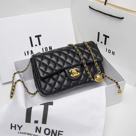 Black Fashion Street Solid Chains Bags
