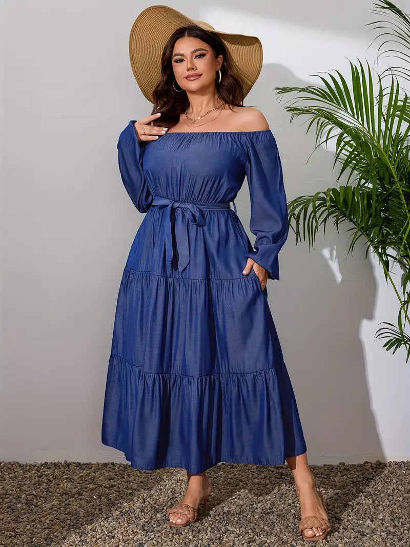 Chic Tiered Maxi Denim Dress