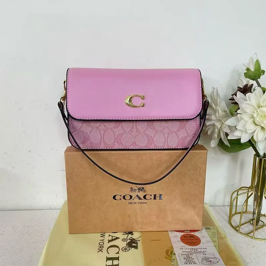 Pink Printed Leather Crossbody Bag Metal C-logo Style