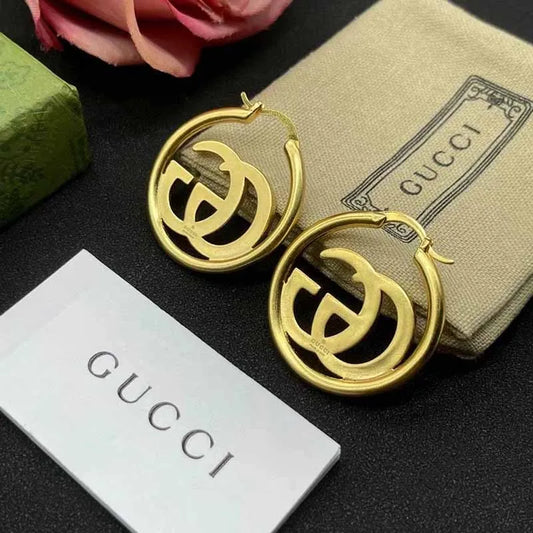 Gold Vintage Letter Patchwork Earrings