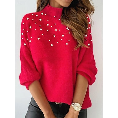 Women's Blouse Pullover Fuzzy High Neck Long Sleeve Comfort Fit Plush Warm Casual Fall Winter