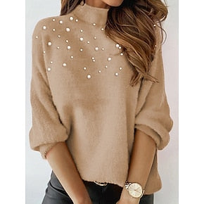 Women's Blouse Pullover Fuzzy High Neck Long Sleeve Comfort Fit Plush Warm Casual Fall Winter