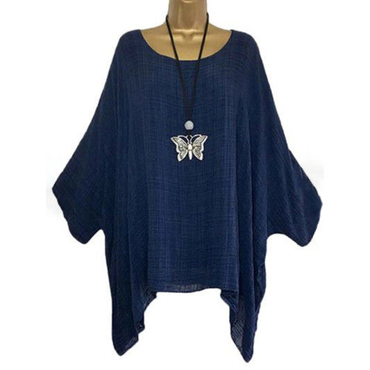 Asymmetric Round Neck Loose Top