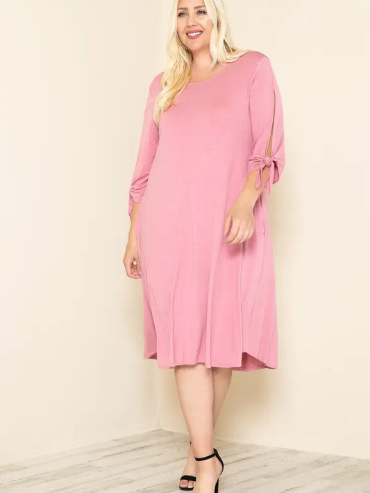 Midi Dress with Tie Sleeve