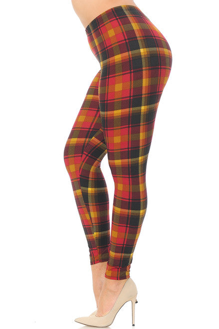 BUTTERY SOFT WINTER SUNSET PLAID EXTRA PLUS SIZE LEGGINGS