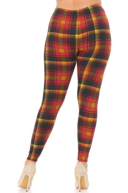 BUTTERY SOFT WINTER SUNSET PLAID EXTRA PLUS SIZE LEGGINGS