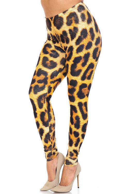 CREAMY SOFT SPOTTED PANTHER PLUS SIZE LEGGINGS - USA FASHION™