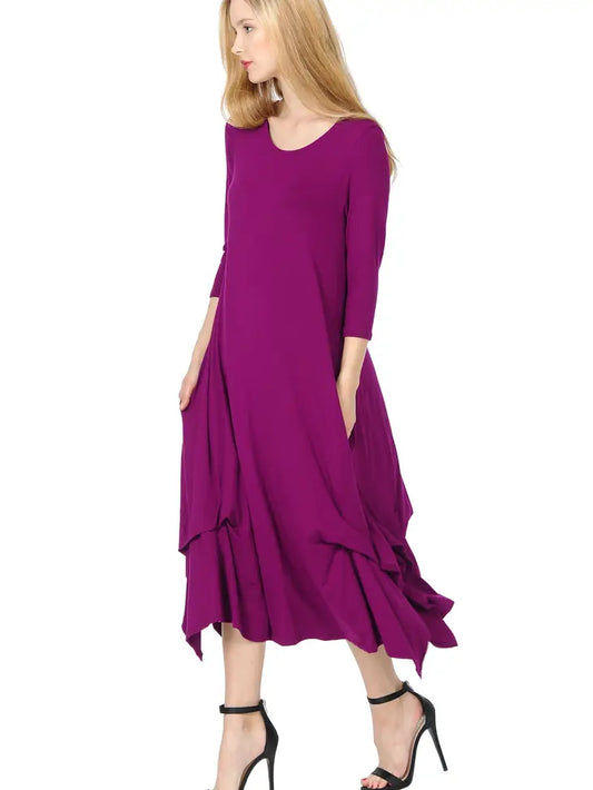 Handkerchief Midi Dress with Pockets